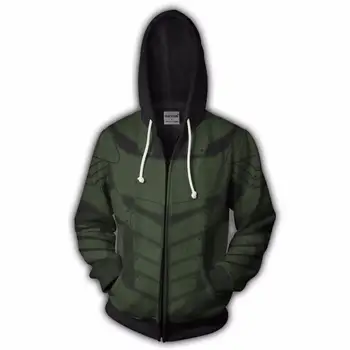 2020 novo Hoodies Oblačila Kostum Legije Zeleno Puščico Zip Gor Hoodie 3D tiskanih Zadrgo Kapuco vrhovi Velikih velikosti 6 xl