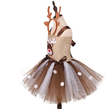 Božič Jelena Tutu Oblačenja Za Dekleta, Novo Leto Kostum Otroci Jelenov Princesa Obleke Kolena-dolžina Božič otroška obleka Oblačila