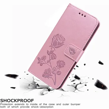 Luksuzni Usnja Flip Book Ohišje za Nokia 230 / 230 Dual SIM Rose Cvet Denarnice Stojalo Primeru Telefon Kritje Vrečko coque