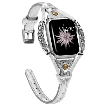 Pravega Usnja trak za apple watch 5/4/3/2/1 band 38 mm 40 mm 42mm 44 mm kovinska zapestnica watchband za iwatch Dodatki