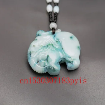 Slon Naravne Barve Jade Ogrlico, Obesek, Kitajski dvostranski Vklesan Čar Nakit Modni Amulet za Moške, Ženske Srečen Darila