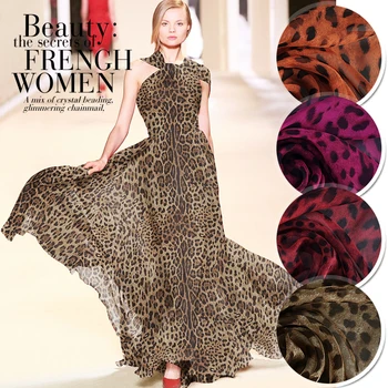 135*50 cm Leopard svila Šifon Tkanine, Svileni šal, Poročna Obleka, Obleke, svilena preja tissu 6 momme čisto mulberry svile, til