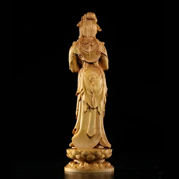 20 CM Guanyin Bodhisattva Kip Tradicionalne Obrti Huangyang Lesa Carvinga Craft Boutique BoguTang Dinastije Slog Buda Dekoracijo