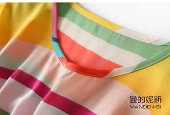 2020 poletje novo prispeli candy barve prugasta natisnjeni naravna svila pol rokavi ženska majica svileno bluzo