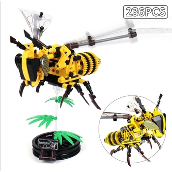 236pcs Simulirani insektov DIY Čebel Wasp gradniki Tehnika Opeke Nastavite Izobraževalne Igrače za Otroke