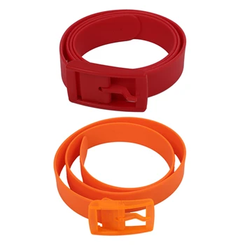 2x Unisex Stilsko Candy Barve Silikonski Plastični Pas Rdeče in Oranžne barve