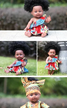 35 CM Afriško Črno Dekle, Fant Veren Prerojeni Lutke Igrače Za Otroke, Božična Darila, Mehko Vinil Igrajo Lutke
