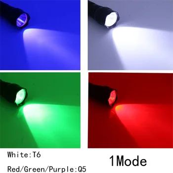 Anjoet Določa Taktična Svetilka XML T6/Q5 LED 1-Načinu Multi-Barva Bela/Zelena/Modra/Rdeča Lučka Baklo uporabo 18650 Baterijo Za Lov
