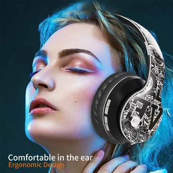 B1 brezžične bluetooth slušalke subwoofer Gaming grafiti slušalke MP3 glasbo, HIFI stereo za PC Mobilni telefon Z Mikrofonom