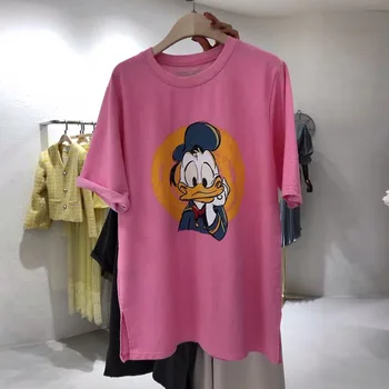 Disney Ženske majice Poletje Donald Duck Svoboden Moda Vrhovi Tees O-izrez Ženska T-majice Risanka Oblačila Harajuku Lady Novo Tshirt