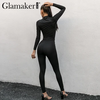 Glamaker Bodycon 2 delni set mozaik vrhu in hlače Ženske šport black sweatpants vse-tekmo jumpsuit 2020 nova