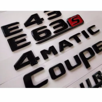 Gloss Black E43 E63 E63s V8 BITURBO 4MATIC+ Fender Trunk Emblem Emblemi Značke za Mercedes Benz AMG W207 W211 W212 W213 Coupe