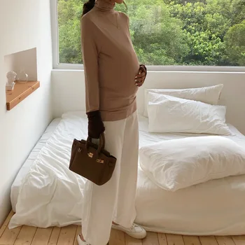Mater porodniškega dojenje obleko jeseni dolg rokav šivanje dojenje majica priložnostne nosečnice T-shirt oblačila