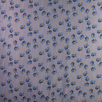 Modra cvjetnim natisniti na sivi podlagi svile Krep DE chine tkanine 18momme,SCDC800