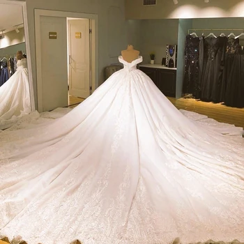 Nove Oblikovalec Off Ramo V Vratu Poročno Obleko 2020 Plus Velikost Obleke Žogo 3D Ročno izdelane Rože Čipke Appliques Poročne Obleke