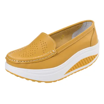 Platforma bela leni čevlje, ženska Moda Priložnostne Trdna Zdrsne Na Klini Debelo Dno Platforme Delo Čevlji slip-on loafers