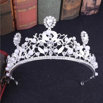 Poročne kron ročno tiara nevesta glavo kristalno nosorogovo diadem kraljica rosa lepotno krono poročni dodatki za lase