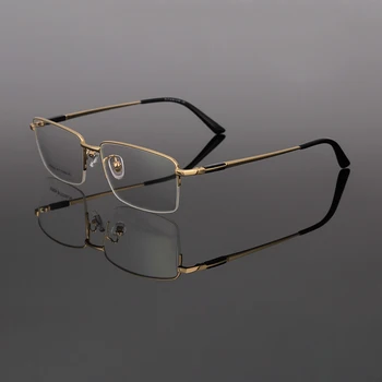 Poslovni Eyeglass Okvirji za Moške Pol Platišča Titanov Okvir Očal brez Recepta RS-9009