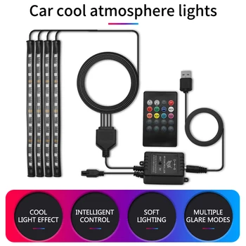 RGB LED Trakovi Luči Za Peugeot 206 207 208 301 306 308 406 407 408 3008 508 2008 4007 Vzdušje Svetilke Avto Notranje Svetlobe