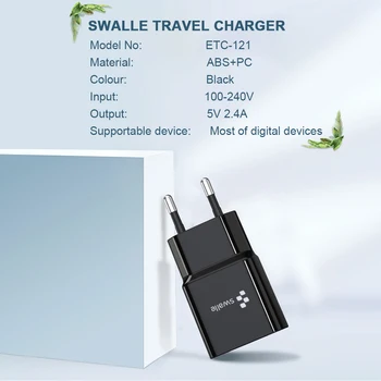 Swalle Hitri Polnilnik USB Polnilec za mobilni mobilni Telefon, Tablični računalnik 2.4 Hitro Polnilnik NAS EU UK Plug Adapter za hitro polnjenje