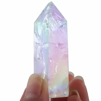 TUMBEELLUWA Angel Aura Quartz Crystal Stolp Točka Stalni Palico z Meditacijo, Reiki Healing Kristalno Dekor 1.3