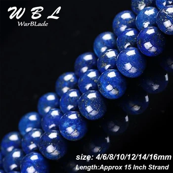 Visoko Kakovost Naravnega Kamna Modra Lapis Lazuli Krog Svoboden Biseri 4 6 8 10 12 14 16 mm Za Nakit, Izdelava DIY Zapestnica Classic
