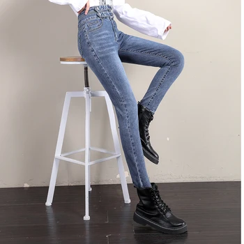 Ženske Jeans, Moda Za Priložnostne Visoko Pasu Ulične Nove Kavbojke Slim Stretch Tesen Motocikel Traper Kavbojke Kakovosti 2020 Hlače
